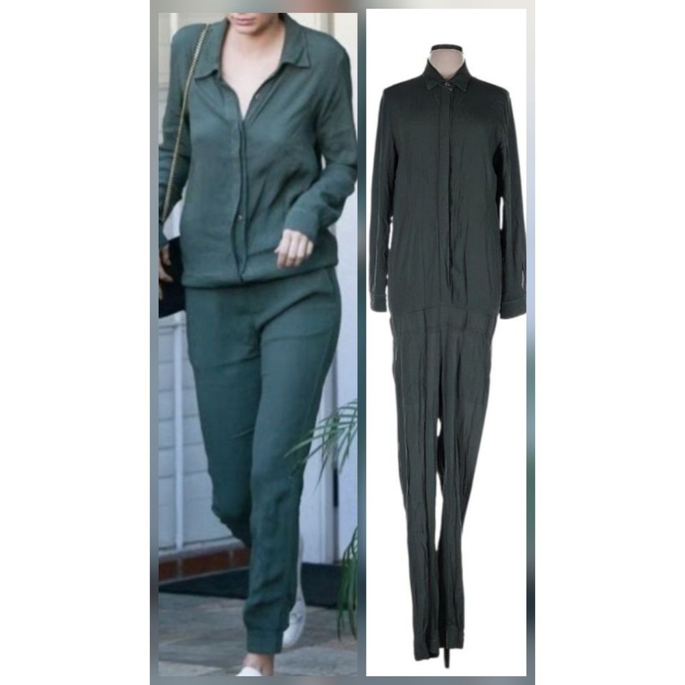 NWT Monrow Jumpsuit Womens Small Olive Green Utility Minimalist Chic Weekender
